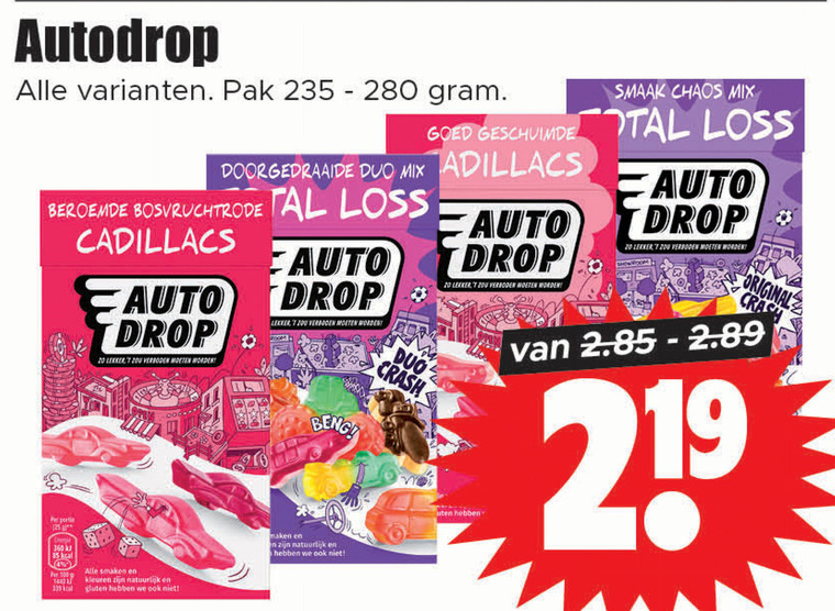 Autodrop   snoep folder aanbieding bij  Dirk - details