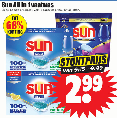 Sun   vaatwasmiddel folder aanbieding bij  Dirk - details