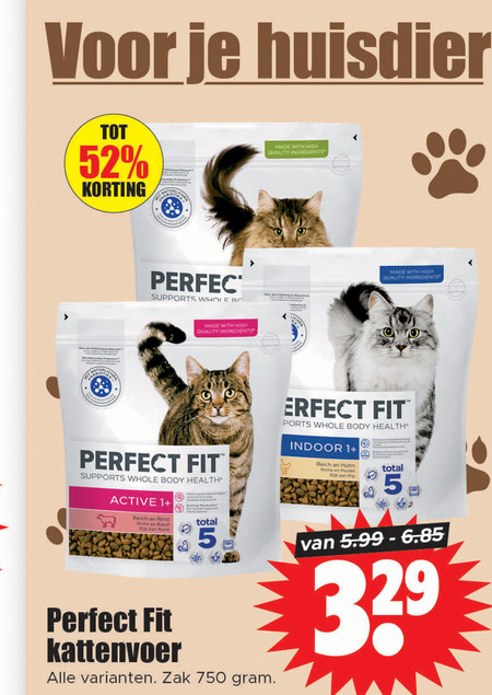 Perfect Fit   kattenvoer folder aanbieding bij  Dirk - details