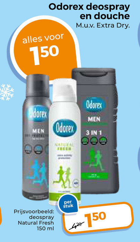 Odorex   deodorant, douchegel folder aanbieding bij  Trekpleister - details