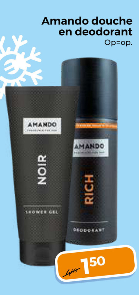 Amando   deodorant, douchegel folder aanbieding bij  Trekpleister - details