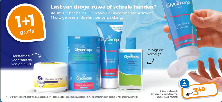 Glycerona   handcreme folder aanbieding bij  Trekpleister - details