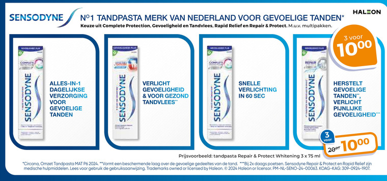 Sensodyne   tandpasta folder aanbieding bij  Trekpleister - details