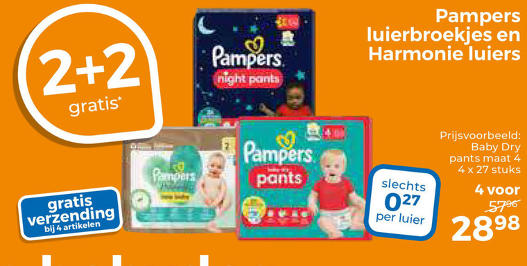 Pampers   luiers, luierbroekjes folder aanbieding bij  Trekpleister - details