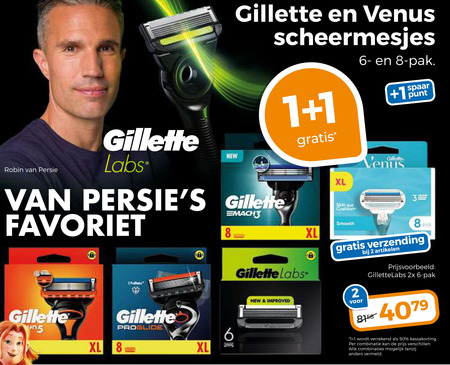 Gillette   scheermesjes folder aanbieding bij  Trekpleister - details