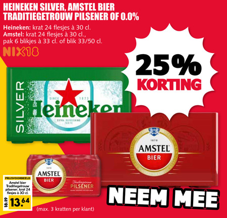 Amstel   krat bier, blikje bier folder aanbieding bij  MCD Supermarkt Basis - details