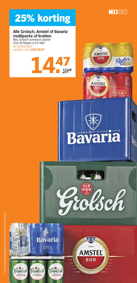 Bavaria   krat bier, blikje bier folder aanbieding bij  Albert Heijn - details