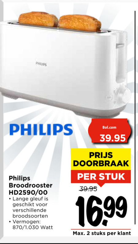 Philips   broodrooster folder aanbieding bij  Vomar - details