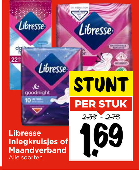 Libresse   maandverband, inlegkruisjes folder aanbieding bij  Vomar - details