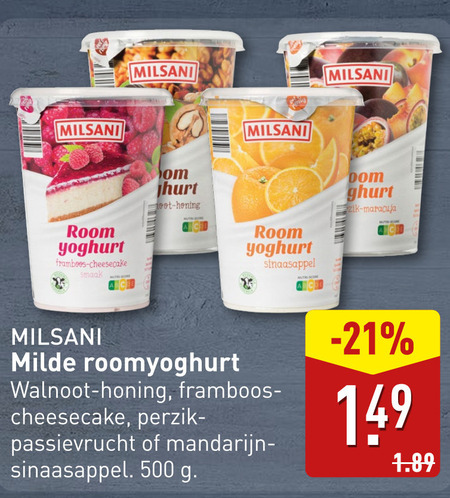 Milsani   vruchtenyoghurt folder aanbieding bij  Aldi - details