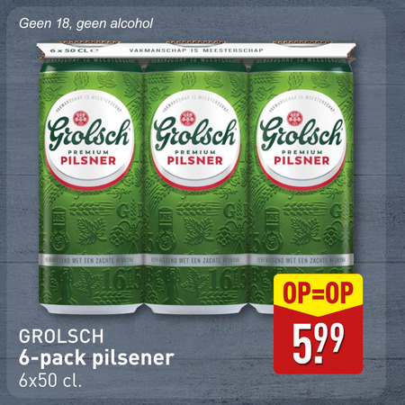 Grolsch   blikje bier folder aanbieding bij  Aldi - details