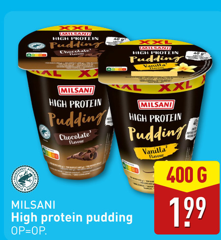 Milsani   pudding folder aanbieding bij  Aldi - details