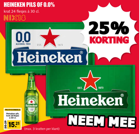 Heineken 0.0   krat bier folder aanbieding bij  MCD Supermarkt Basis - details