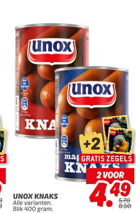 Unox   knakworst folder aanbieding bij  Dekamarkt - details