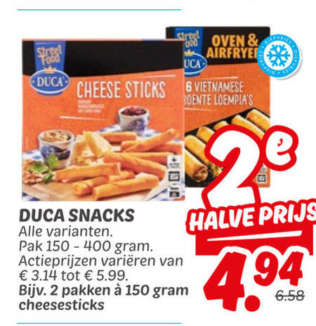 Duca   snack, kaassnacks folder aanbieding bij  Dekamarkt - details