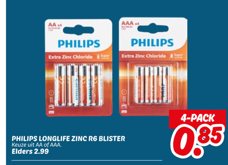 Philips   batterij folder aanbieding bij  Dekamarkt - details