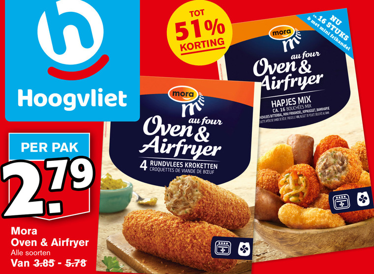 Mora   kroket, snack folder aanbieding bij  Hoogvliet - details