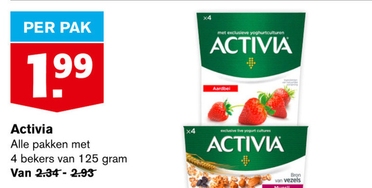 Danone Activia   vruchtenyoghurt folder aanbieding bij  Hoogvliet - details