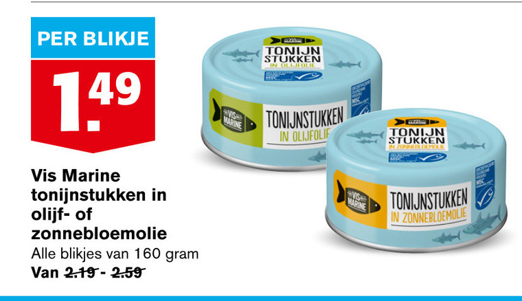 Vis Marine   tonijn in blik folder aanbieding bij  Hoogvliet - details