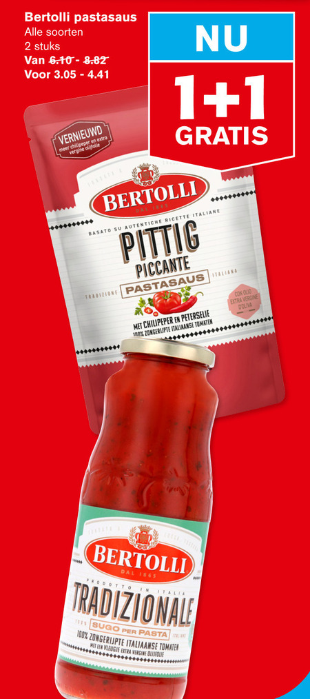 Bertolli   pastasaus folder aanbieding bij  Hoogvliet - details