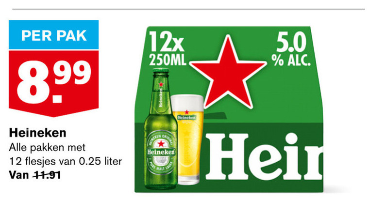 Heineken   flesje bier folder aanbieding bij  Hoogvliet - details