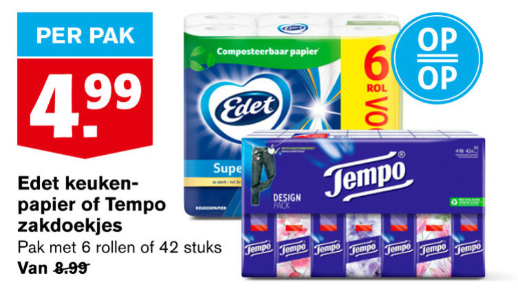 Edet   zakdoek, keukenpapier folder aanbieding bij  Hoogvliet - details