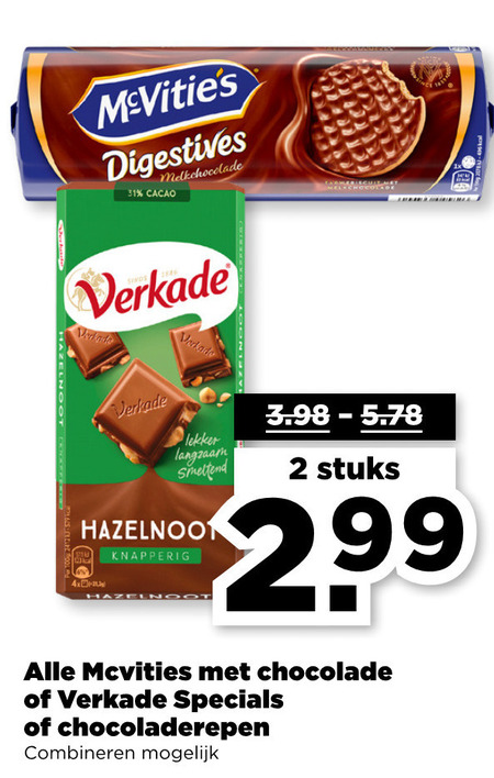 Verkade   chocolade, biscuits folder aanbieding bij  Plus - details