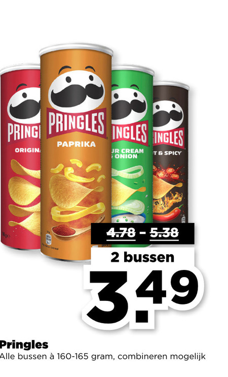 Pringles   chips folder aanbieding bij  Plus - details