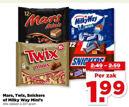 Twix   mini chocoladerepen folder aanbieding bij  Plus - details