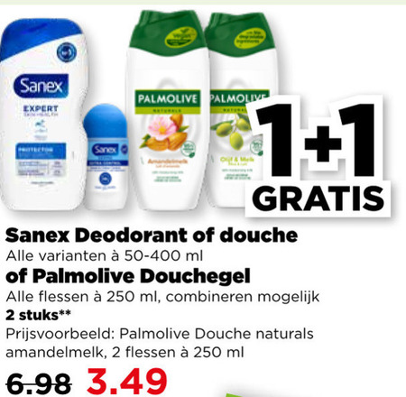 Sanex   douchegel, deodorant folder aanbieding bij  Plus - details