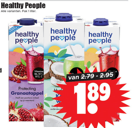 Healthy People   vruchtensap folder aanbieding bij  Dirk - details