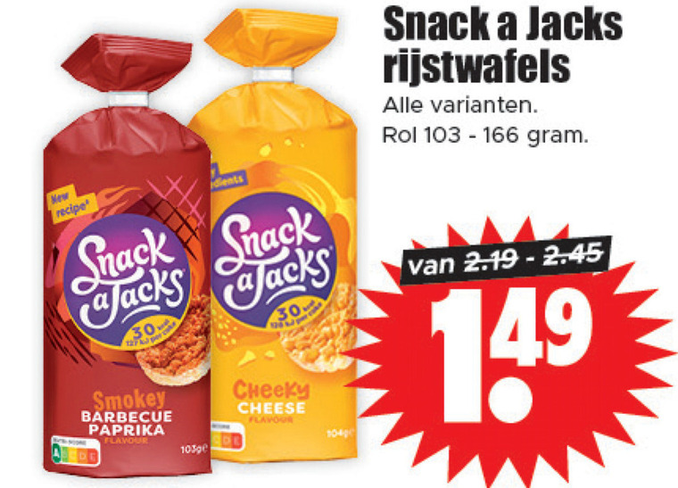 Snack a Jacks   rijstwafels folder aanbieding bij  Dirk - details