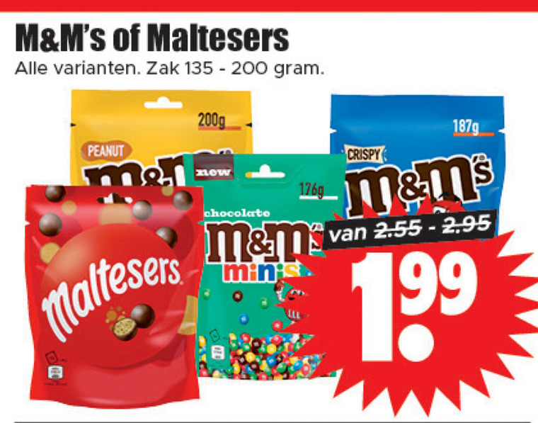 Maltesers   chocolade, chocoladepindas folder aanbieding bij  Dirk - details