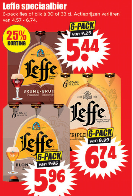 Leffe   blikje bier, speciaalbier folder aanbieding bij  Dirk - details