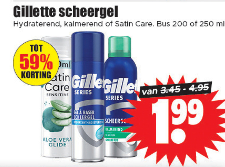 Gillette   scheergel folder aanbieding bij  Dirk - details