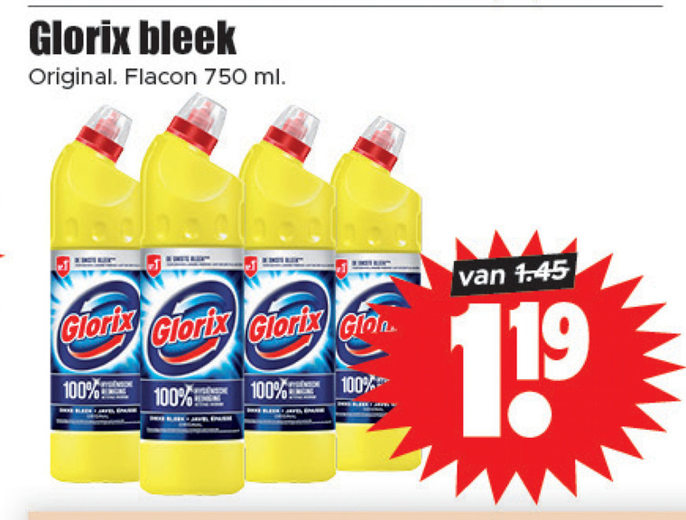 Glorix   bleekmiddel folder aanbieding bij  Dirk - details