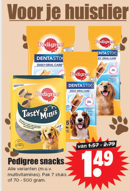 Pedigree Dentastix   hondensnacks folder aanbieding bij  Dirk - details