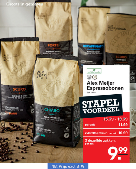 Alex Meijer   koffiebonen folder aanbieding bij  Sligro - details