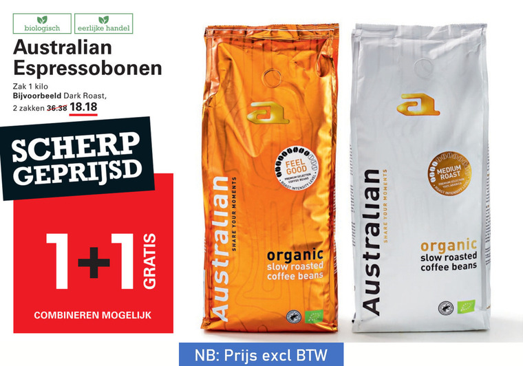 Australian   koffiebonen folder aanbieding bij  Sligro - details