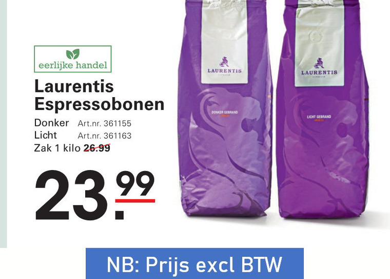 Laurentis   koffiebonen folder aanbieding bij  Sligro - details