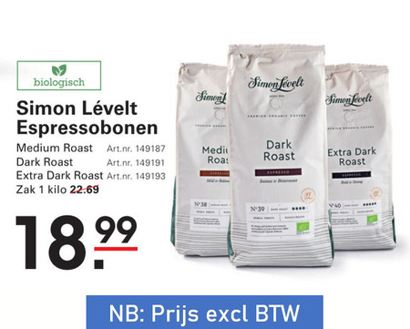 Simon Levelt   koffiebonen folder aanbieding bij  Sligro - details