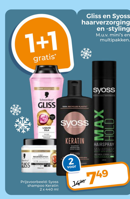 Syoss   hairspray, shampoo folder aanbieding bij  Trekpleister - details