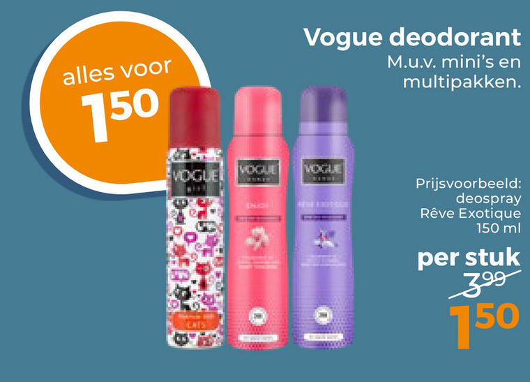 Vogue   deodorant folder aanbieding bij  Trekpleister - details