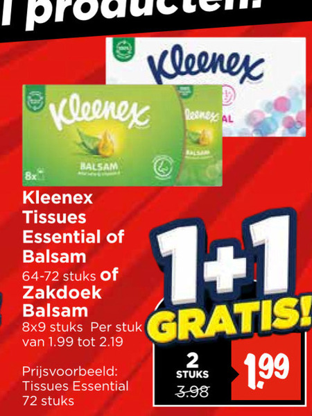 Kleenex   tissue, zakdoek folder aanbieding bij  Vomar - details