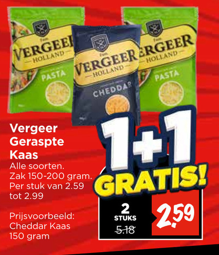 Vergeer   geraspte kaas folder aanbieding bij  Vomar - details