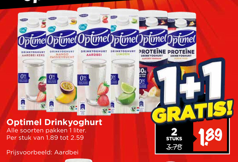 Optimel   drinkyoghurt folder aanbieding bij  Vomar - details