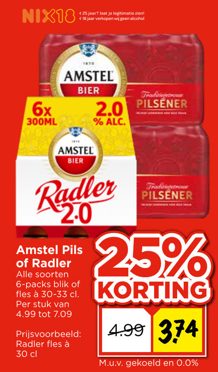 Amstel   blikje bier, radler bier folder aanbieding bij  Vomar - details