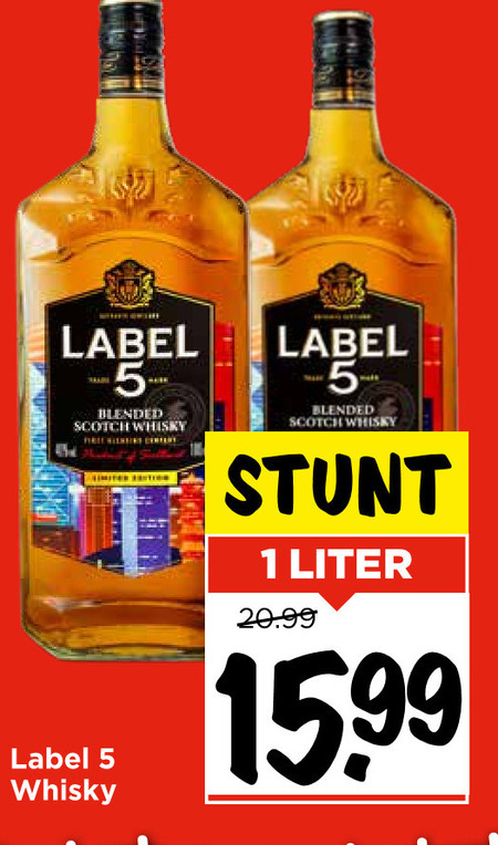 Label 5   whisky folder aanbieding bij  Vomar - details