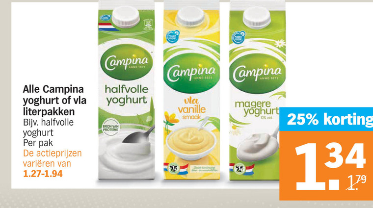 Campina   yoghurt, vla folder aanbieding bij  Albert Heijn - details