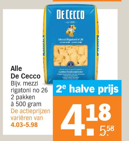 De Cecco   penne rigate, pasta folder aanbieding bij  Albert Heijn - details